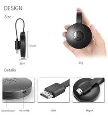 Compatible con Apple, transmisión inalámbrica, dispositivo de TV, teléfono móvil, computadora portátil, WiFi, HD, HDMI, proyector, lupa de video, teléfono inteligente Android IOS