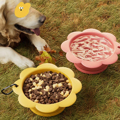 Gamelle pliable pour chien, gamelle de voyage pliable en silicone pour animaux de compagnie, sans BPA, avec mousqueton