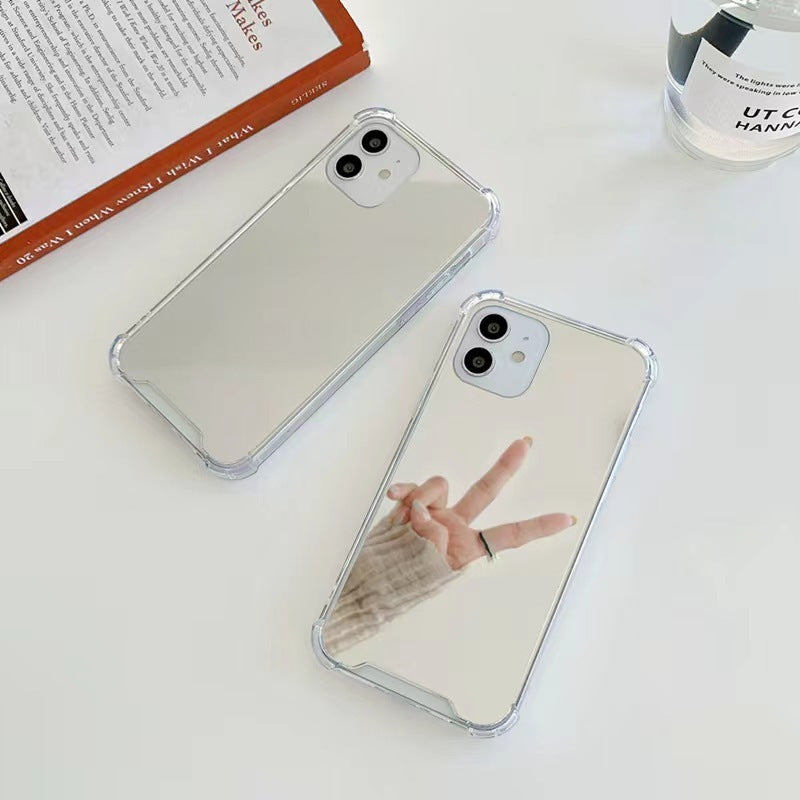 Nueva funda para teléfono con espejo, resistente a caídas, con espejo, cobertura completa, transparente, cubierta protectora pintada.