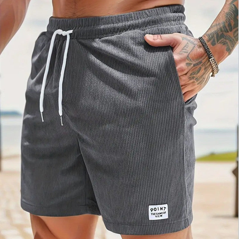 Pantalones cortos deportivos de pana de verano con cordones y cordón, ropa para hombre