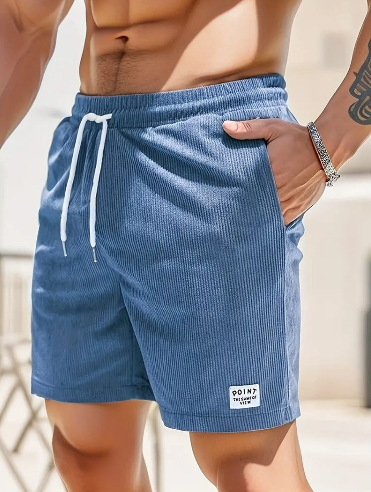 Pantalones cortos deportivos de pana de verano con cordones y cordón, ropa para hombre