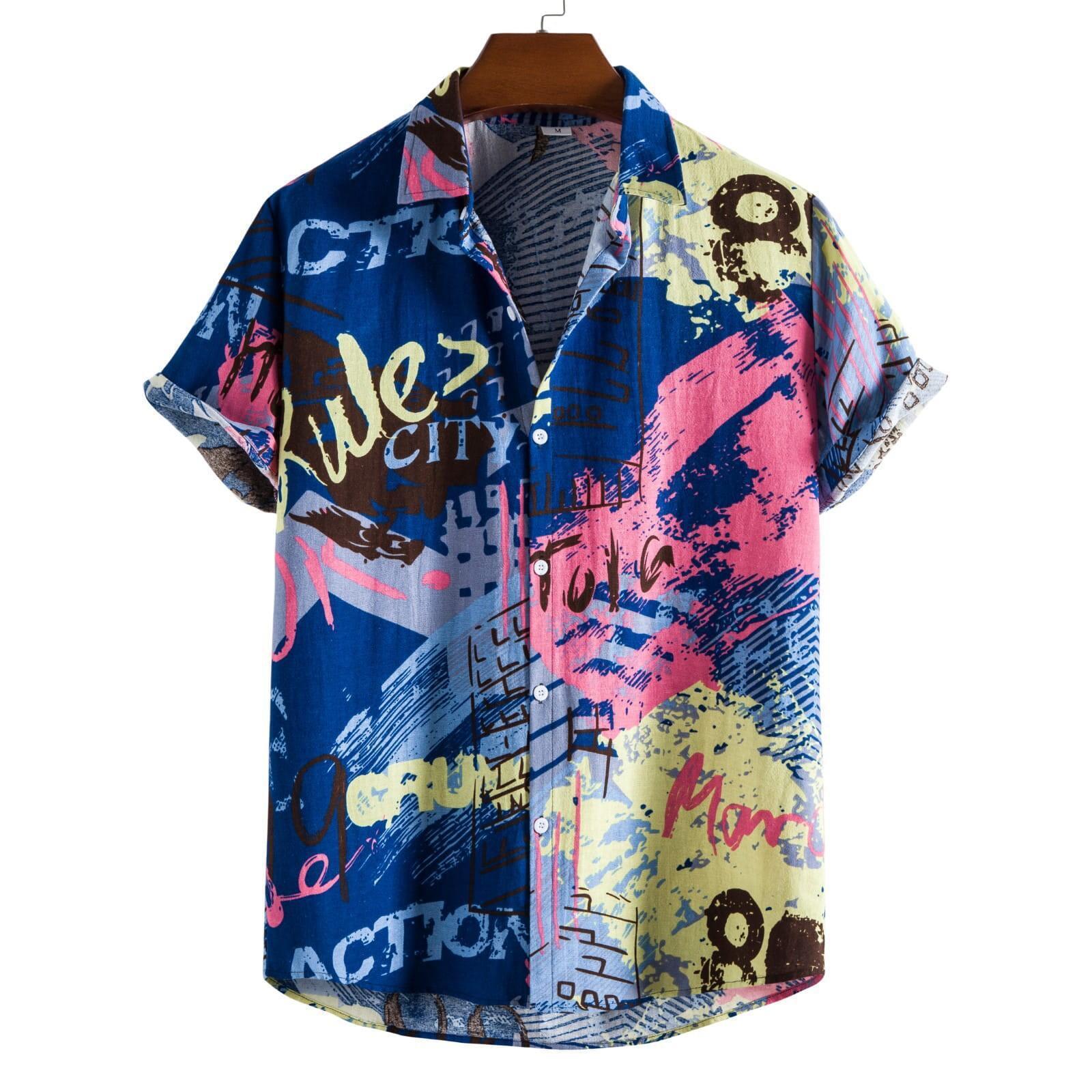 Camisa hawaiana de manga corta con estampado 3D de verano para hombre