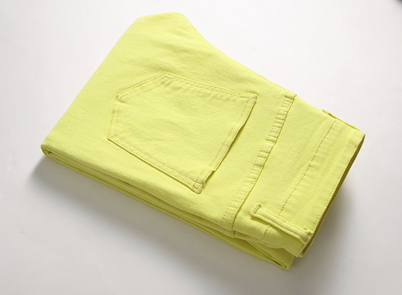 Pantalones casuales de mezclilla de alta elasticidad para hombres europeos y americanos