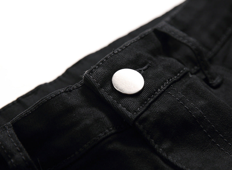 Pantalones casuales de mezclilla de alta elasticidad para hombres europeos y americanos