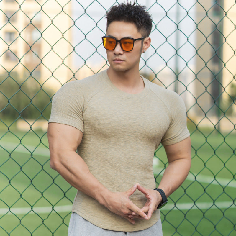 Summer Sports Short-sleeved Men's Cotton Fitness T-shirt Bottoming Shirt