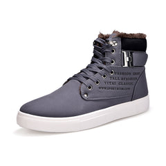 DEKABR - Zapatos de hombre, botas de piel cálidas de moda para invierno y otoño, calzado de cuero para hombre, nuevos zapatos casuales de lona de caña alta para hombre 