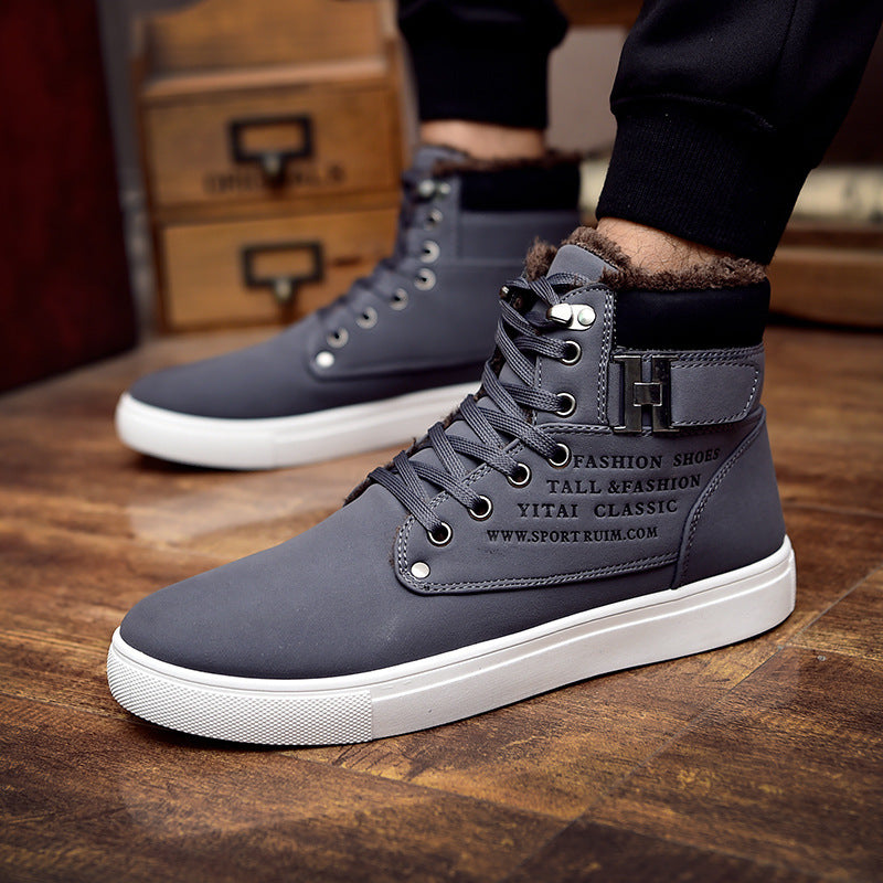 DEKABR - Zapatos de hombre, botas de piel cálidas de moda para invierno y otoño, calzado de cuero para hombre, nuevos zapatos casuales de lona de caña alta para hombre 