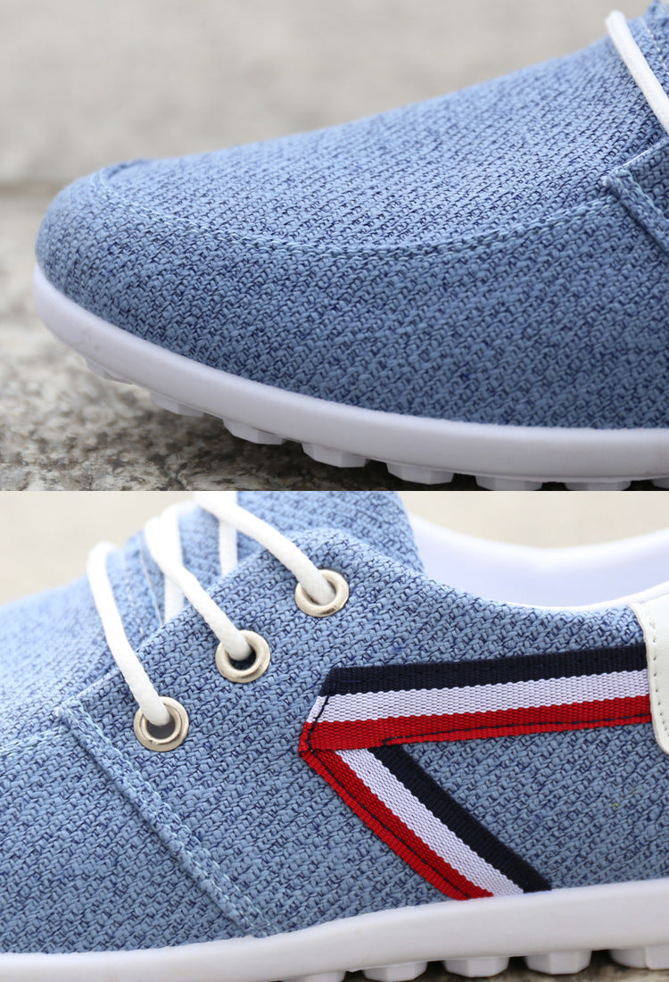 Chaussures en toile à semelle souple pour homme, chaussures de sport et de loisirs en tissu ancien de Pékin, chaussures à pois