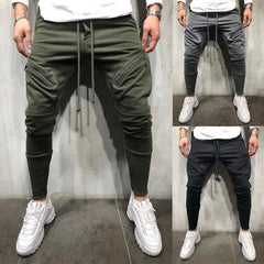 Pantalones deportivos casuales nuevos para hombre con cremallera en color liso.