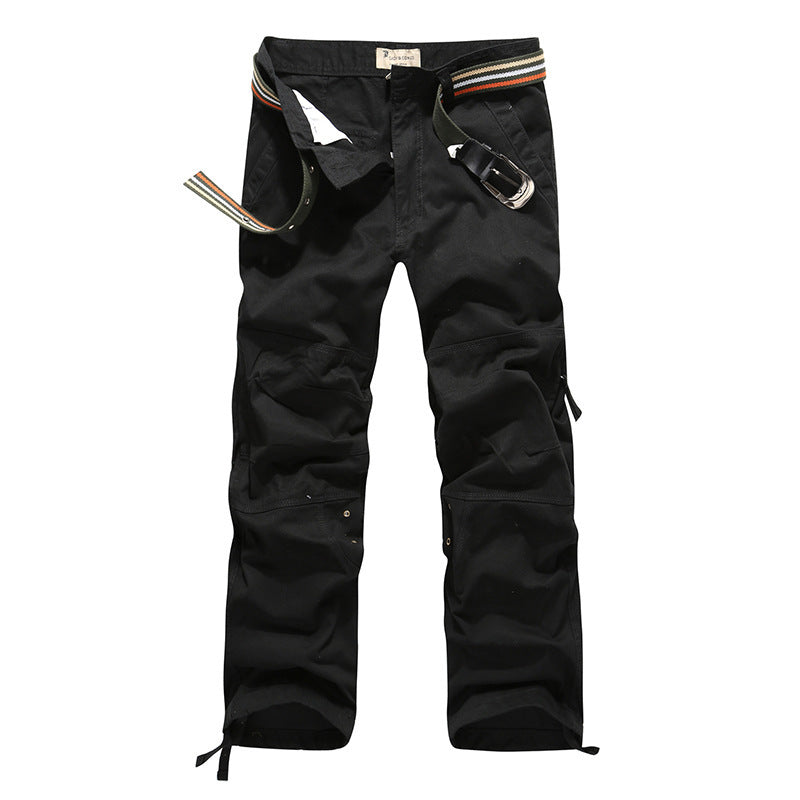 Pantalones cargo multibolsillos gruesos y holgados para hombre, talla grande, informales