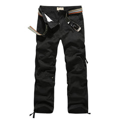 Pantalones cargo multibolsillos gruesos y holgados para hombre, talla grande, informales