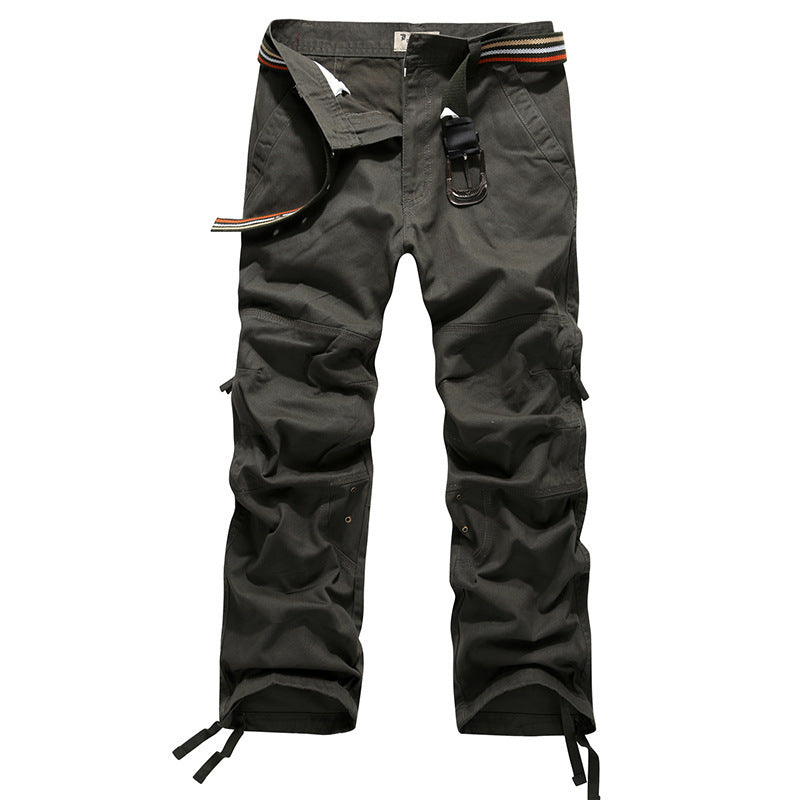 Pantalones cargo multibolsillos gruesos y holgados para hombre, talla grande, informales