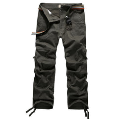 Pantalones cargo multibolsillos gruesos y holgados para hombre, talla grande, informales