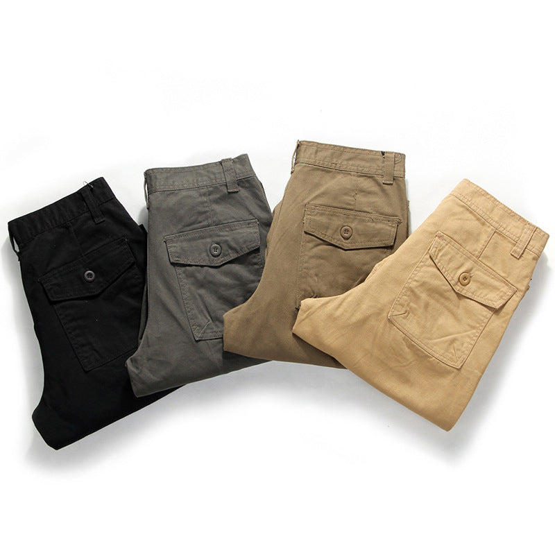 Pantalones cargo multibolsillos gruesos y holgados para hombre, talla grande, informales
