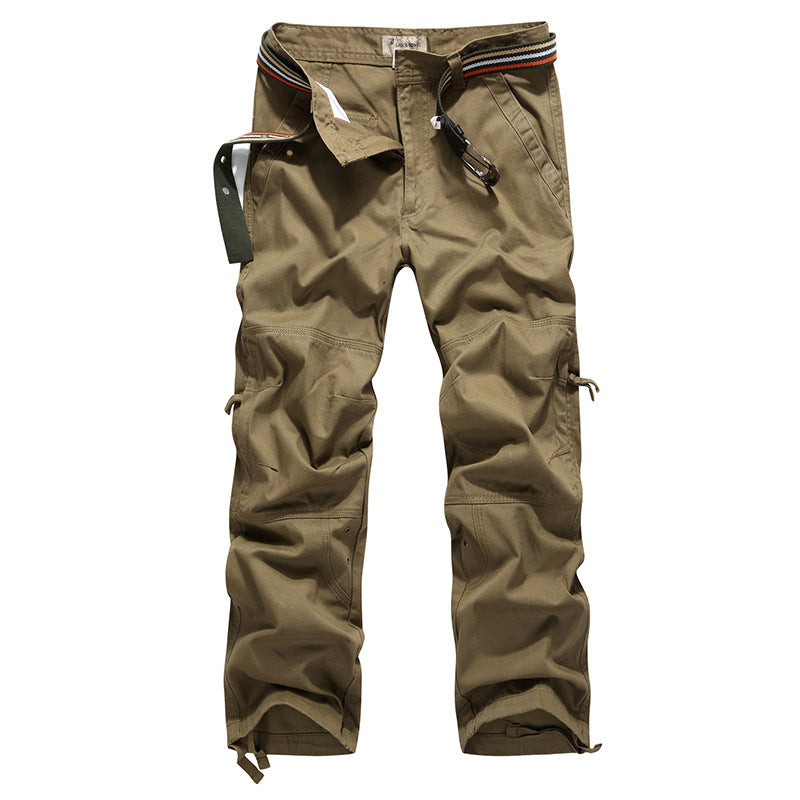 Pantalones cargo multibolsillos gruesos y holgados para hombre, talla grande, informales