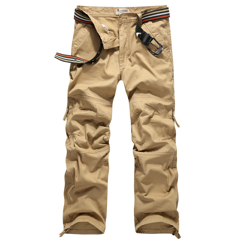 Pantalones cargo multibolsillos gruesos y holgados para hombre, talla grande, informales