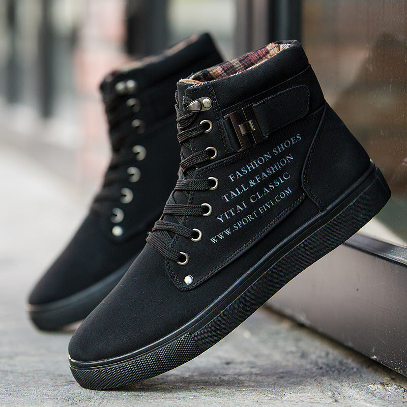DEKABR - Zapatos de hombre, botas de piel cálidas de moda para invierno y otoño, calzado de cuero para hombre, nuevos zapatos casuales de lona de caña alta para hombre 