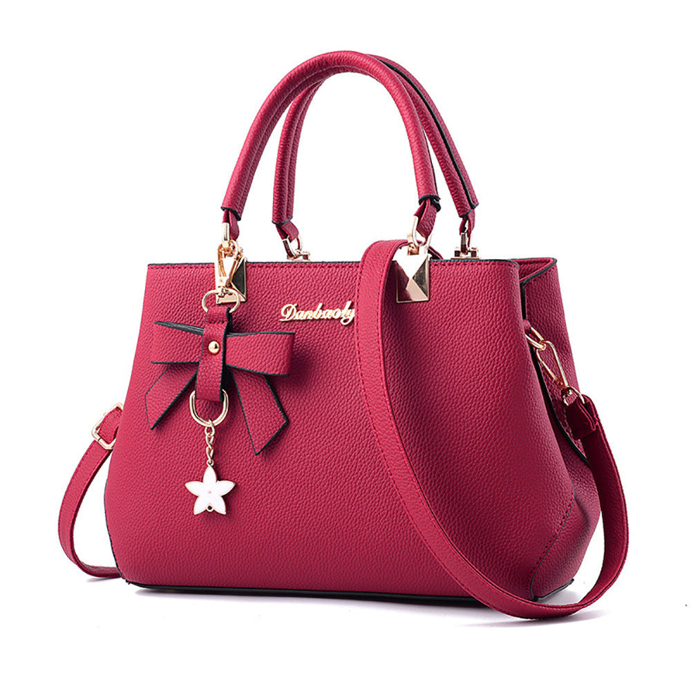 New Style Litchi Pattern One-Shoulder Diagonal Handbag
