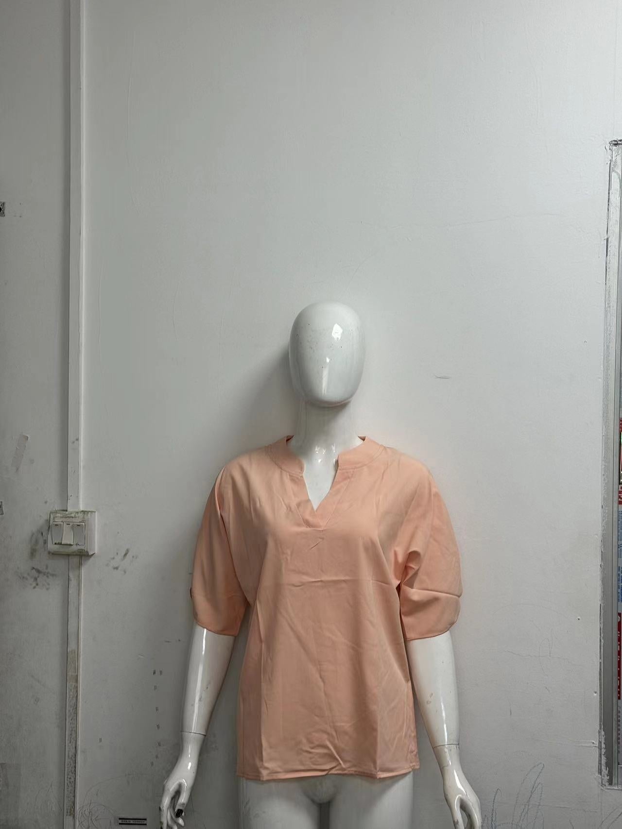 Camisa de gasa de manga corta de verano, nueva camisa con cuello en V, ropa informal versátil para mujer