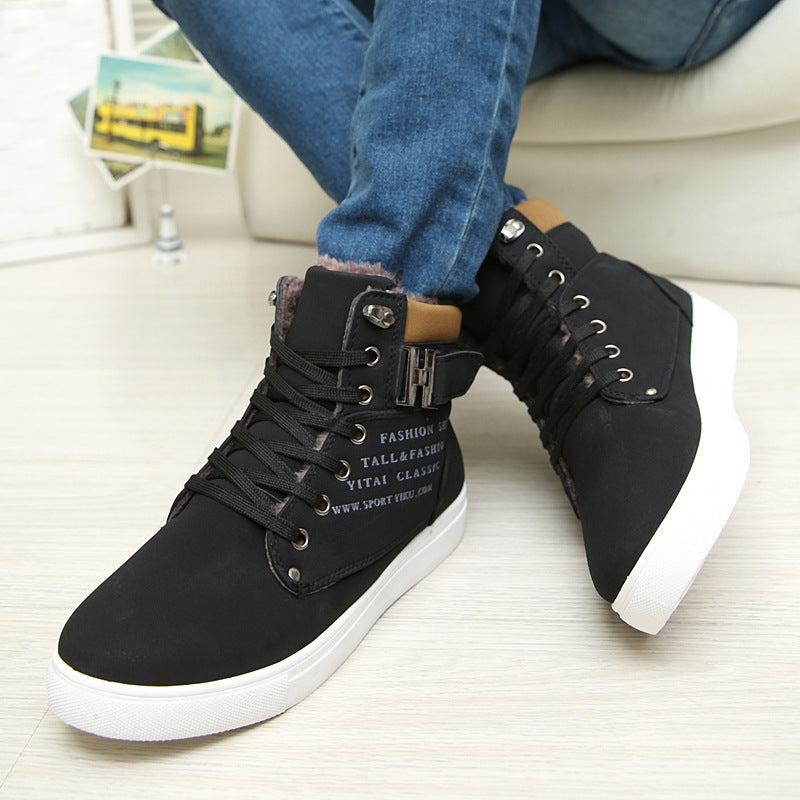 DEKABR - Zapatos de hombre, botas de piel cálidas de moda para invierno y otoño, calzado de cuero para hombre, nuevos zapatos casuales de lona de caña alta para hombre 