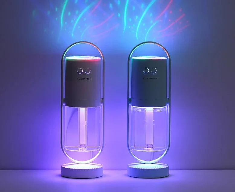 Humidificador de aire USB Magic Shadow para el hogar con luces nocturnas de proyección, generador de niebla ultrasónico para coche, minipurificador de aire para oficina