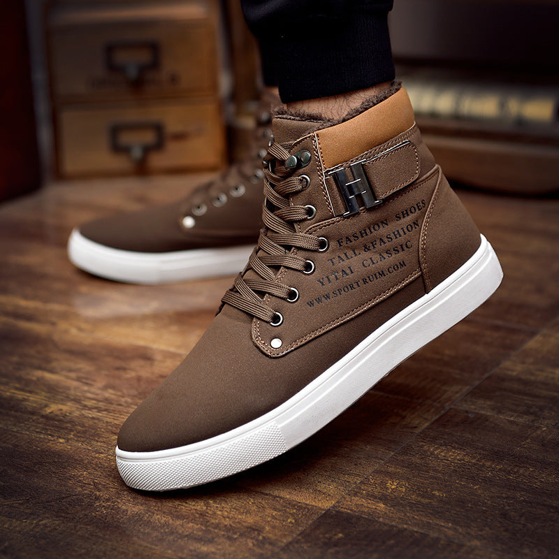 DEKABR - Zapatos de hombre, botas de piel cálidas de moda para invierno y otoño, calzado de cuero para hombre, nuevos zapatos casuales de lona de caña alta para hombre 