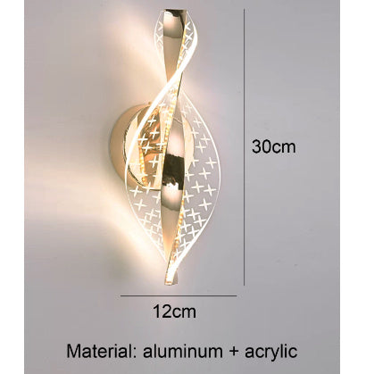 Applique murale décorative dorée en aluminium avec flocon de neige et éclairage LED pour couloir
