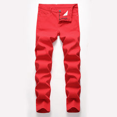 Pantalones casuales de mezclilla de alta elasticidad para hombres europeos y americanos