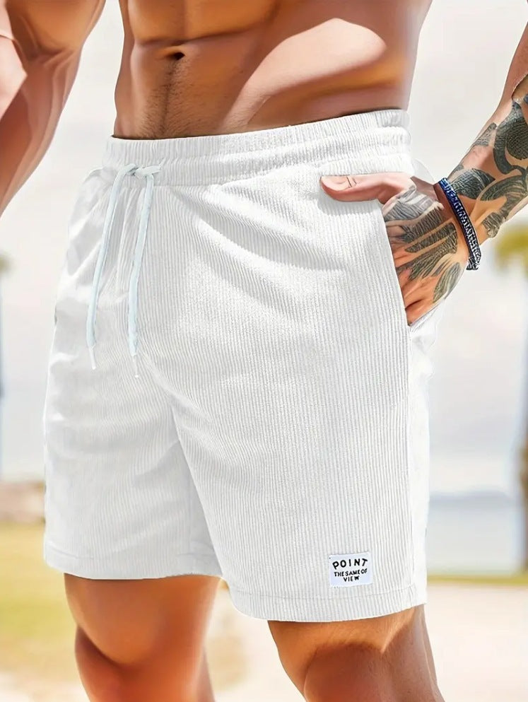 Pantalones cortos deportivos de pana de verano con cordones y cordón, ropa para hombre