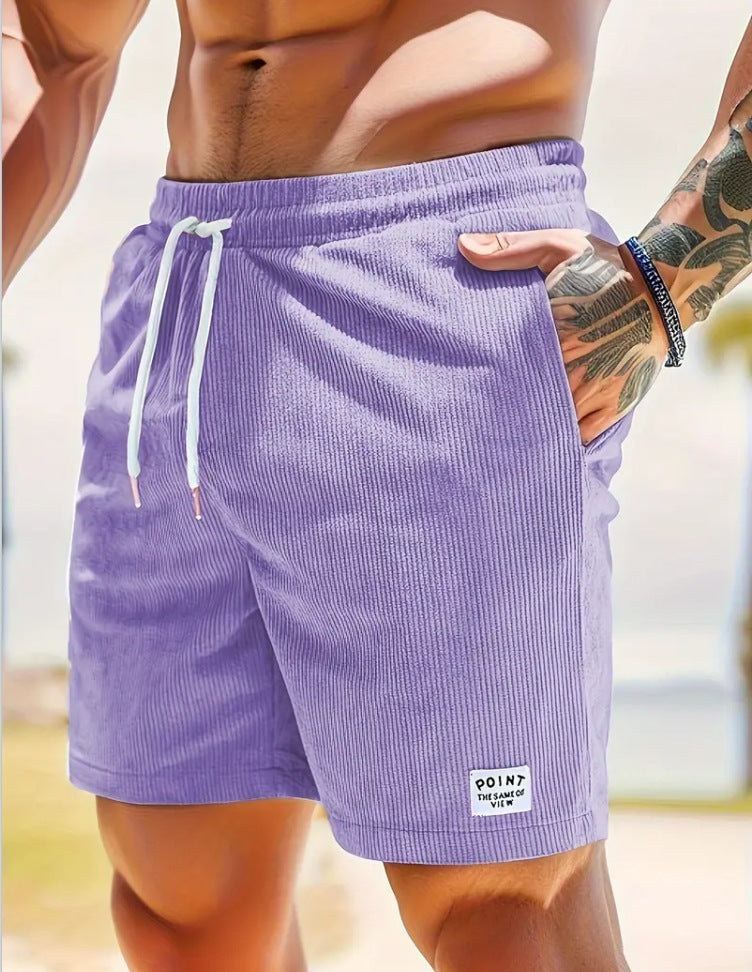 Pantalones cortos deportivos de pana de verano con cordones y cordón, ropa para hombre