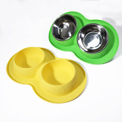 Tapis antidérapant et imperméable en silicone pour animaux de compagnie, 2 en 1, pour eau et nourriture 
