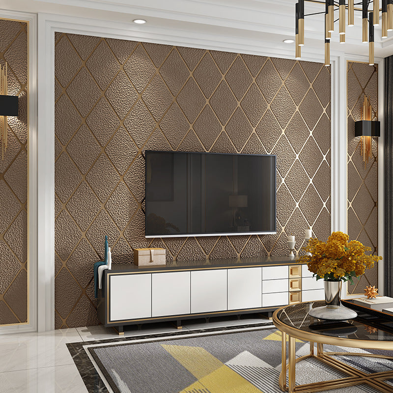 Faux Deerskin Wallpaper Bedroom 3D Three-dimensional Lattice