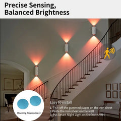 Lámpara de pared con luz LED nocturna RGB con sensor de movimiento, recargable, luz ambiental regulable, luces interiores, lámpara de paso magnética