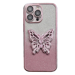 Funda protectora para teléfono con diseño de mariposa hueca y revestimiento transparente degradado