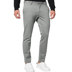 Pantalon chino slim pour homme, couleur unie, extensible, plissé, fuselé, décontracté