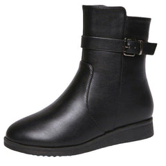 Inner Increase Round Head Large Size Belt Buckle Women's Fashion Boots