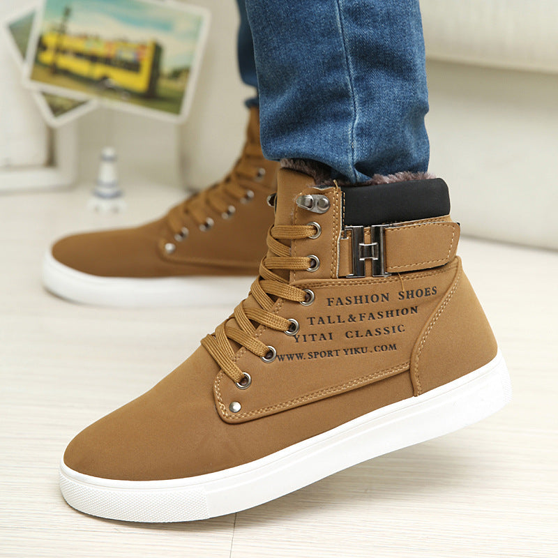 DEKABR - Zapatos de hombre, botas de piel cálidas de moda para invierno y otoño, calzado de cuero para hombre, nuevos zapatos casuales de lona de caña alta para hombre 