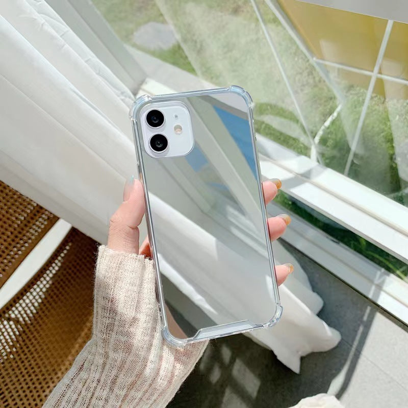 Nueva funda para teléfono con espejo, resistente a caídas, con espejo, cobertura completa, transparente, cubierta protectora pintada.