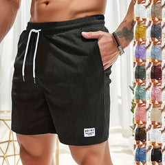 Pantalones cortos deportivos de pana de verano con cordones y cordón, ropa para hombre