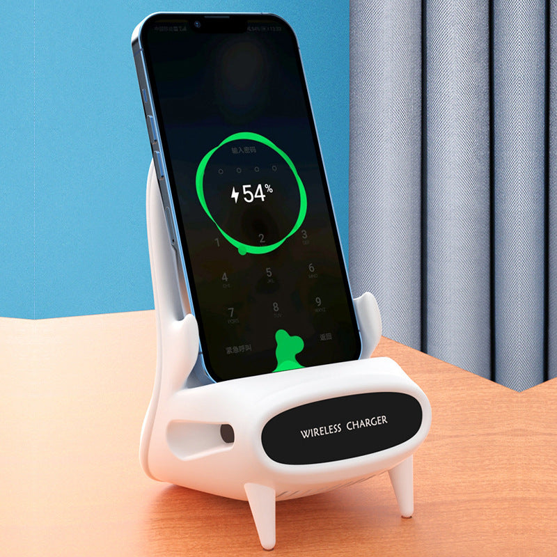 Mini chaise portable avec chargeur sans fil, support de téléphone portable, chargeur sans fil 10 W, charge rapide, cadeau spécial