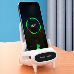 Mini chaise portable avec chargeur sans fil, support de téléphone portable, chargeur sans fil 10 W, charge rapide, cadeau spécial