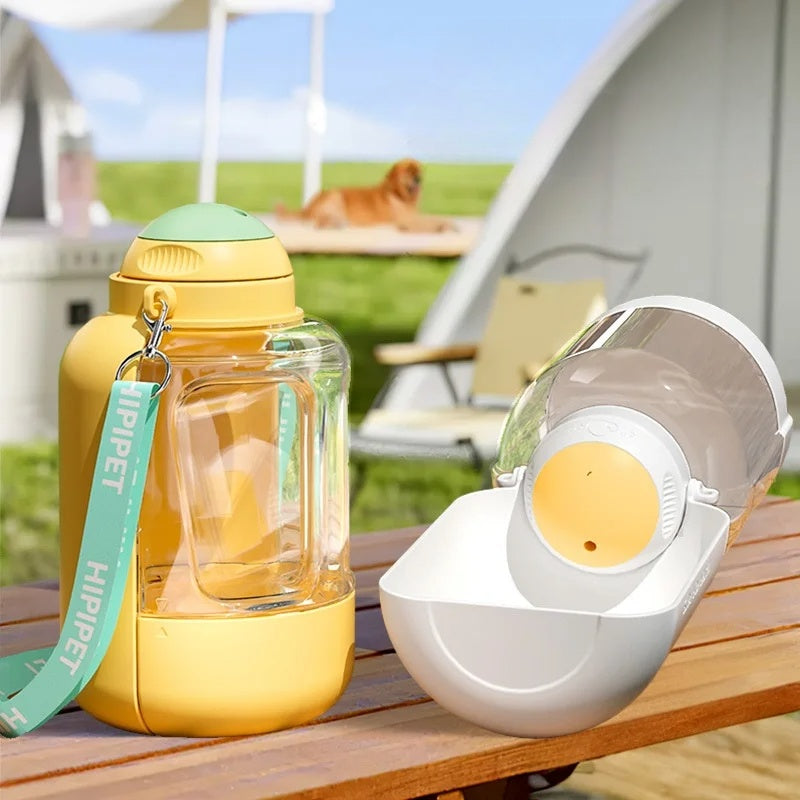 Distributeur d'eau 2 en 1 pour chiens et chats, grande capacité, portable, avec bol intégré pour eau et nourriture