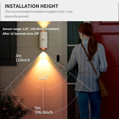 Lámpara de pared con luz LED nocturna RGB con sensor de movimiento, recargable, luz ambiental regulable, luces interiores, lámpara de paso magnética