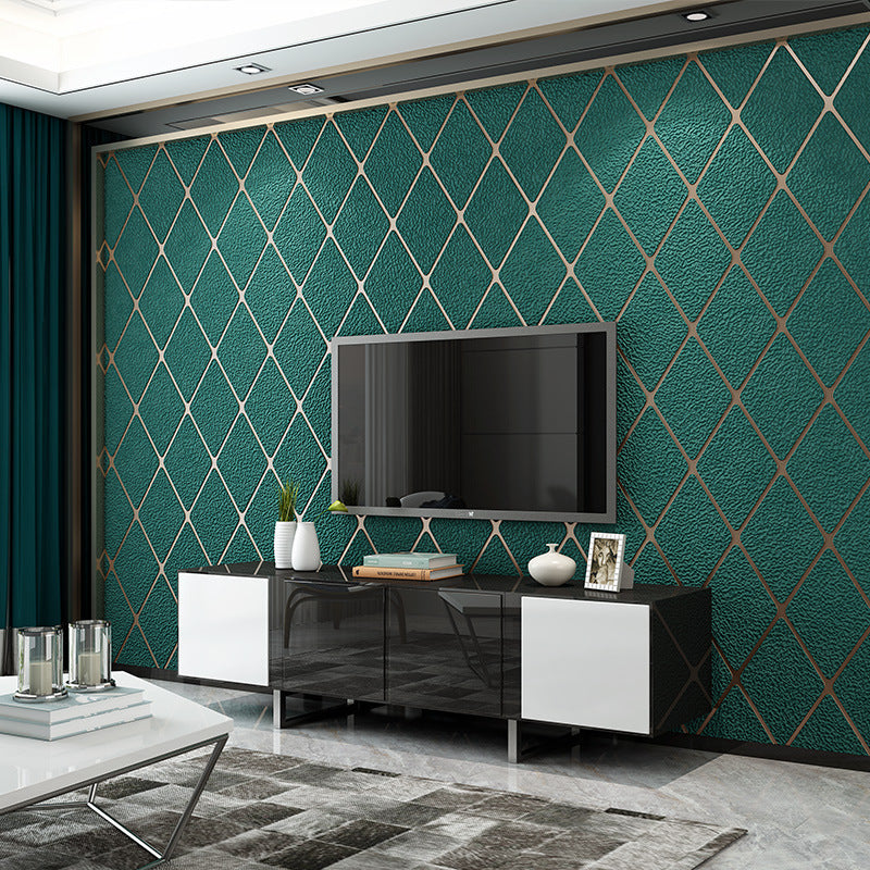 Faux Deerskin Wallpaper Bedroom 3D Three-dimensional Lattice