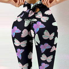 Pantalon de yoga sexy taille haute très extensible avec imprimé nœud sur les hanches