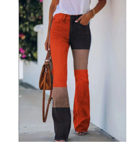 Pantalon d'été à imprimé fleurs et oiseaux pour femme
