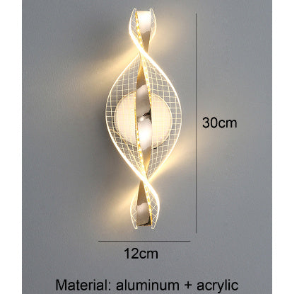 Applique murale décorative dorée en aluminium avec flocon de neige et éclairage LED pour couloir