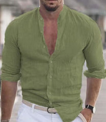 Chemise à manches longues pour homme avec boutons, style décontracté, couleur unie, pour le printemps et l'automne