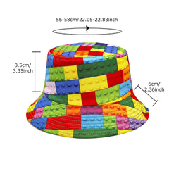Building Block Pattern Printing Bucket Hat