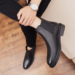 Vestidos de fiesta de boda de moda para hombre, botas de invierno de algodón cálido, cuero de vaca